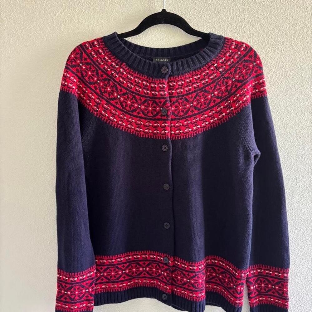 Classic talbots fair isle cardigan